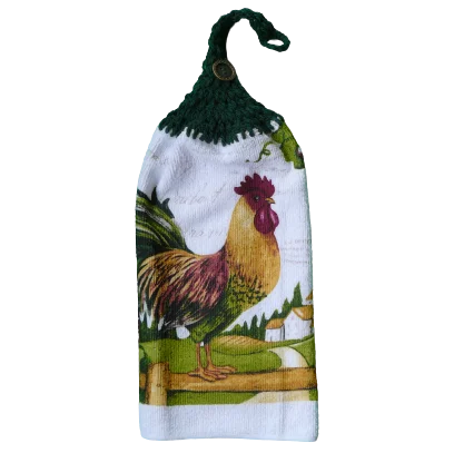 Coq sur clôture serviette