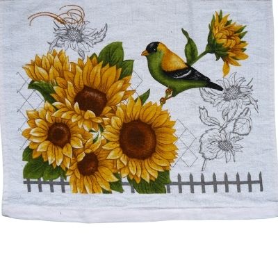 Serviette avec tournesol et oiseau